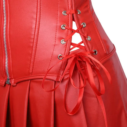 Leather Like Corset Dress S-4XL