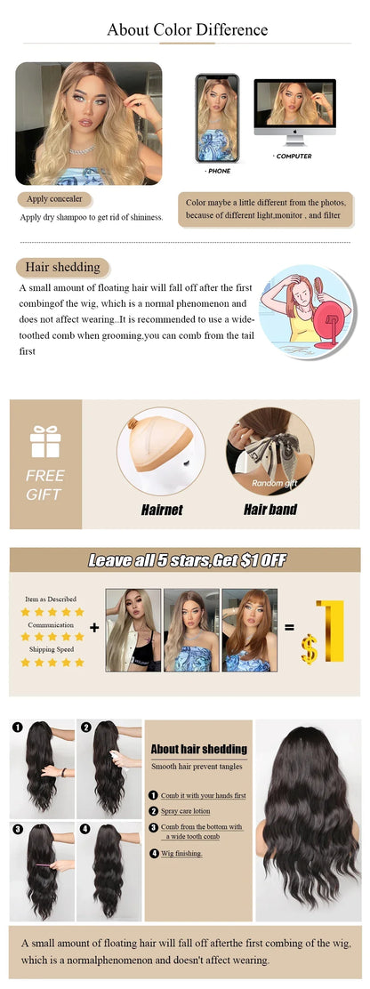 Rose Red Long Hair Synthetic Wig