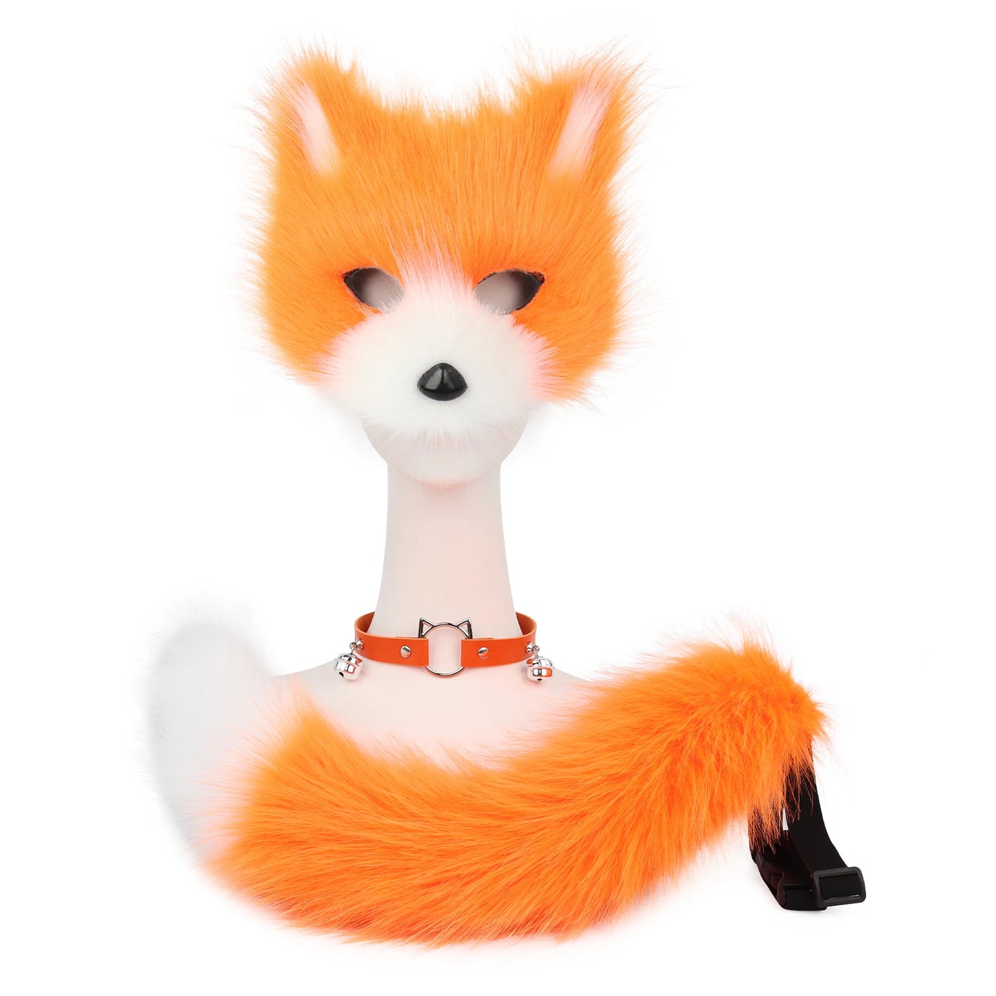 Fox  Wolf Cat Mask Puffy Tail and Leather Necklace