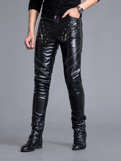 Men`s Tight Faux Leather pants
