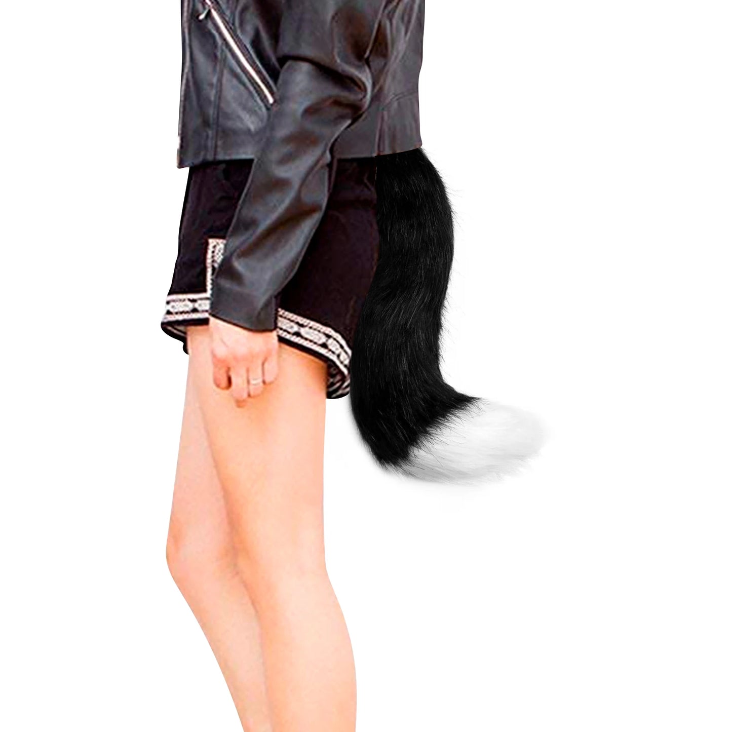 Fox  Wolf Cat Mask Puffy Tail and Leather Necklace