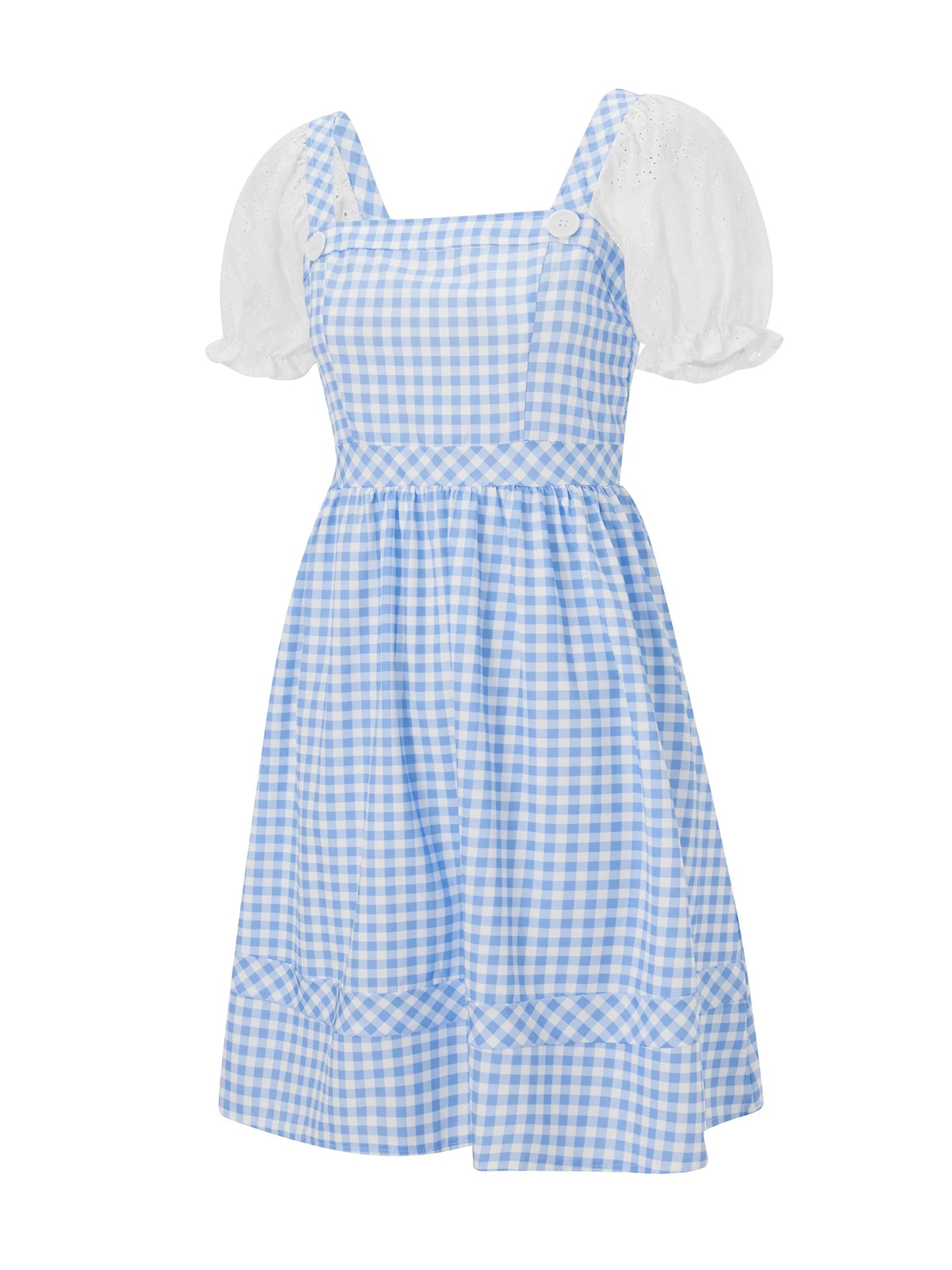 Plaid Print Short Sleeves Dress for Cosplay