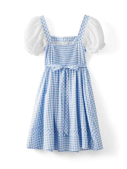 Plaid Print Short Sleeves Dress for Cosplay