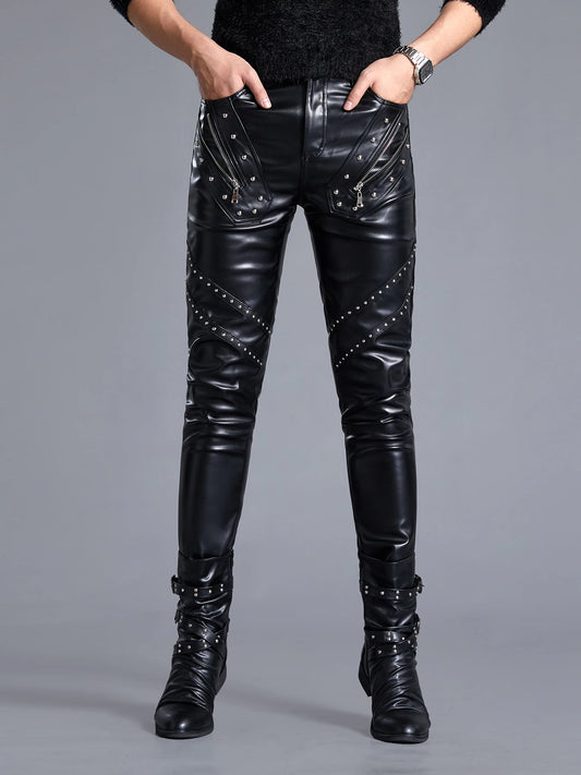 Men`s Tight Faux Leather pants