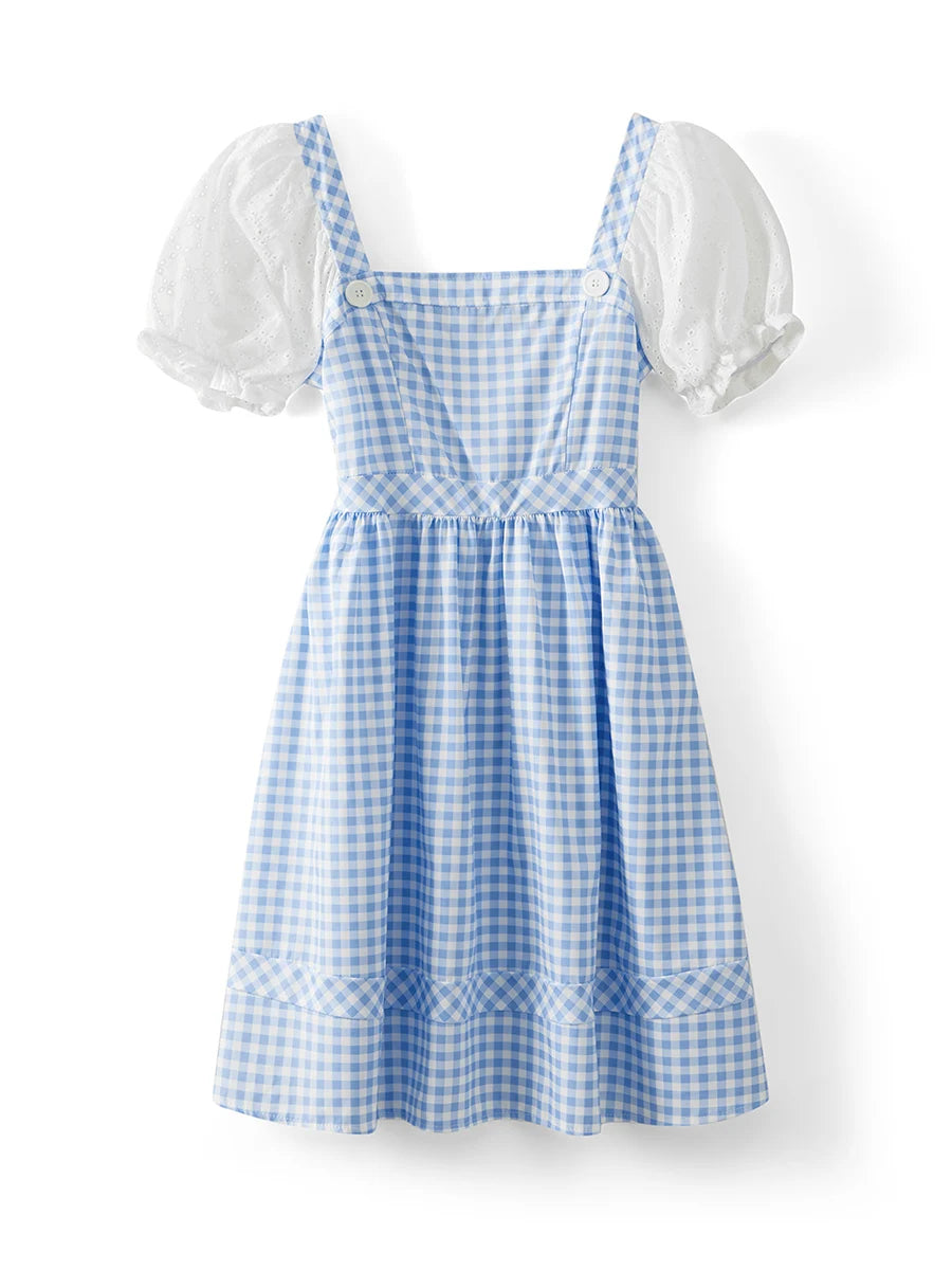 Plaid Print Short Sleeves Dress for Cosplay