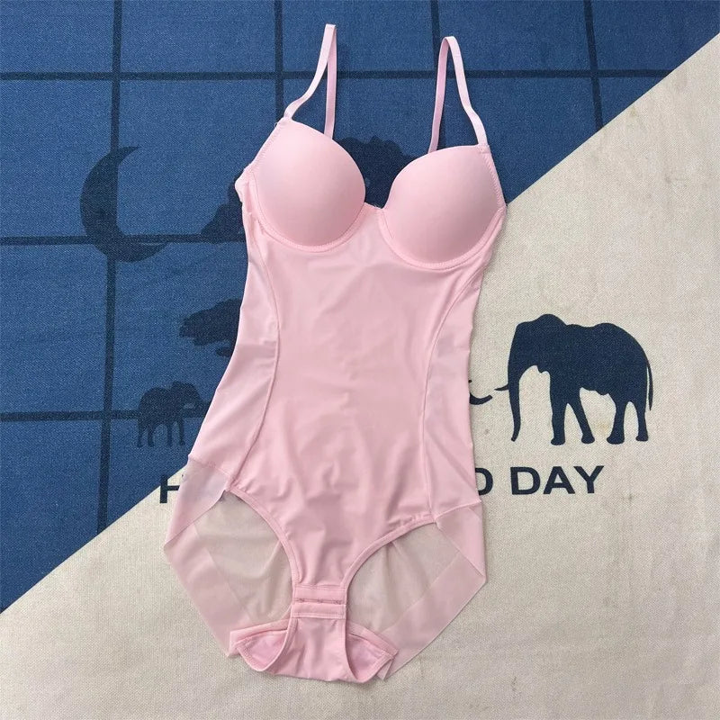 Underwire Pink Bodysuit Shapewear S-2XL