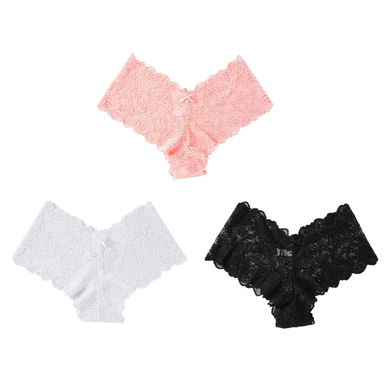 3Pcs Sexy Floral Lace Panties