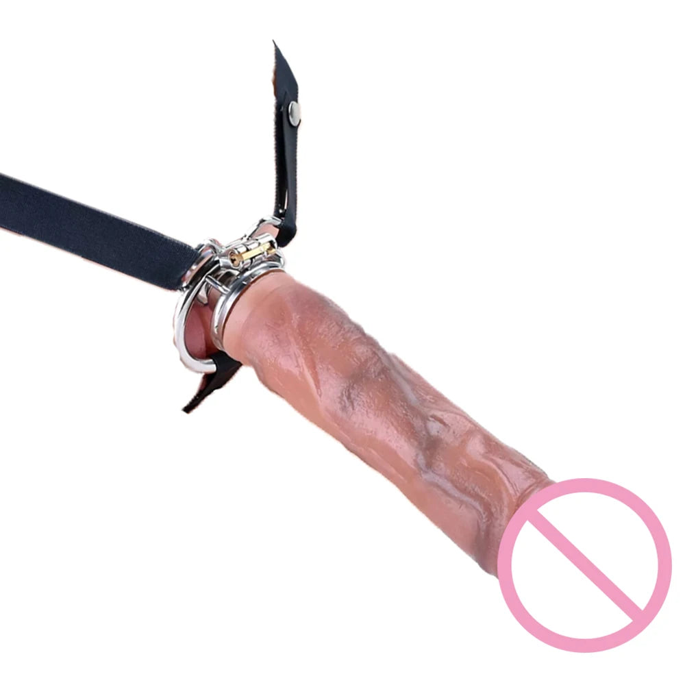 Strapon Button Strap Cage With Large Real Dildo