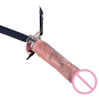 Strapon Button Strap Cage With Large Real Dildo