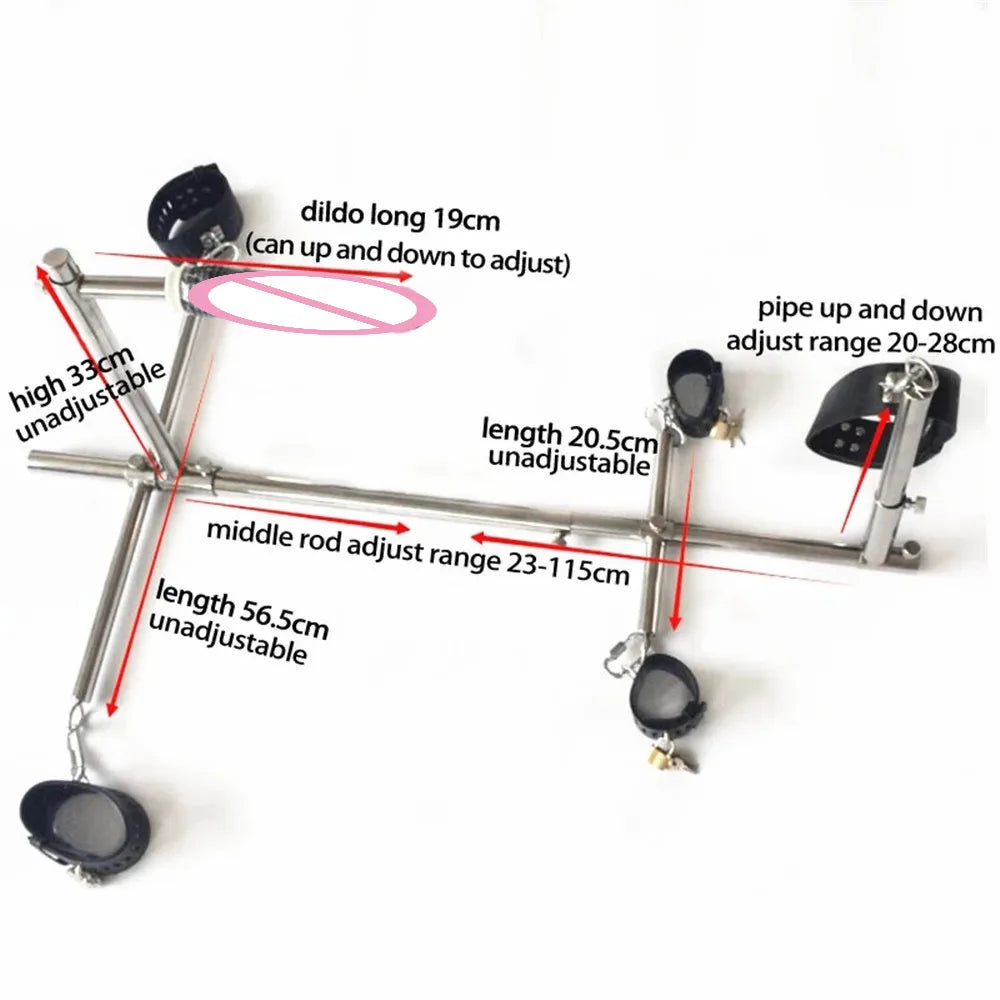 Stainless Steel Bar Spreader with Dildo Collar