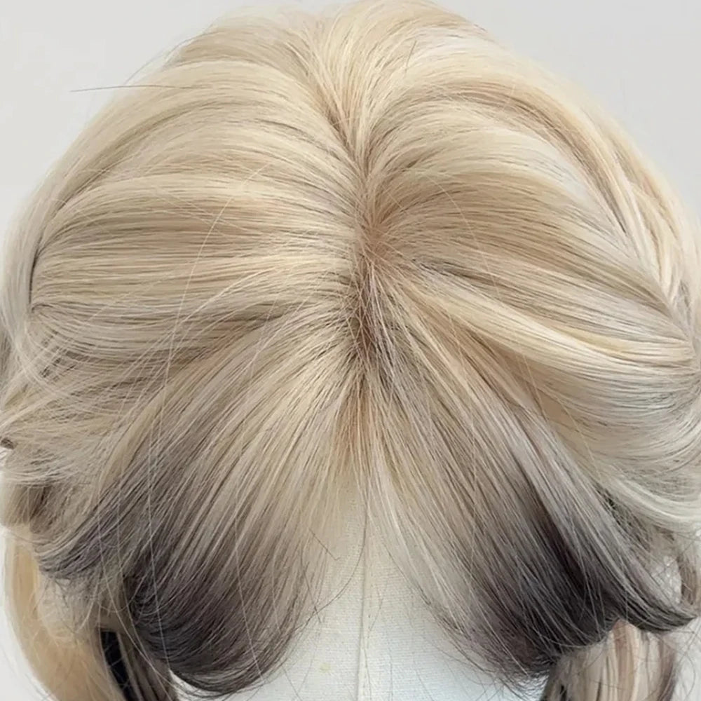 Ombre Blonde Black Synthetic Layered Wig