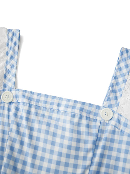 Plaid Print Short Sleeves Dress for Cosplay