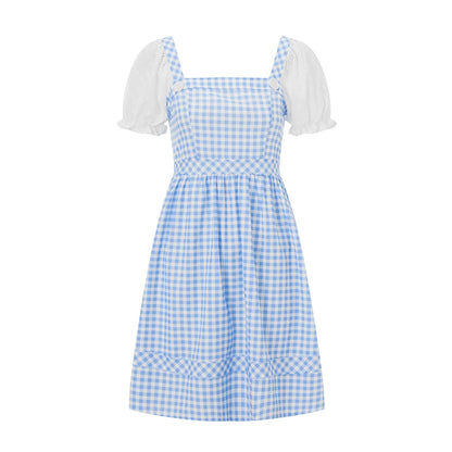 Plaid Print Short Sleeves Dress for Cosplay
