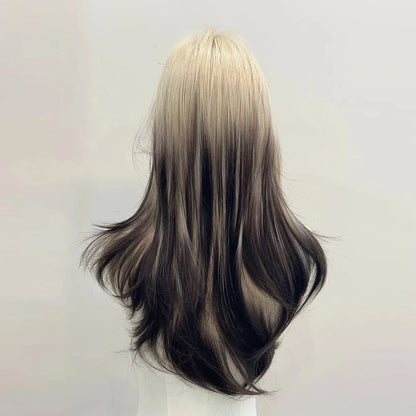 Ombre Blonde Black Synthetic Layered Wig
