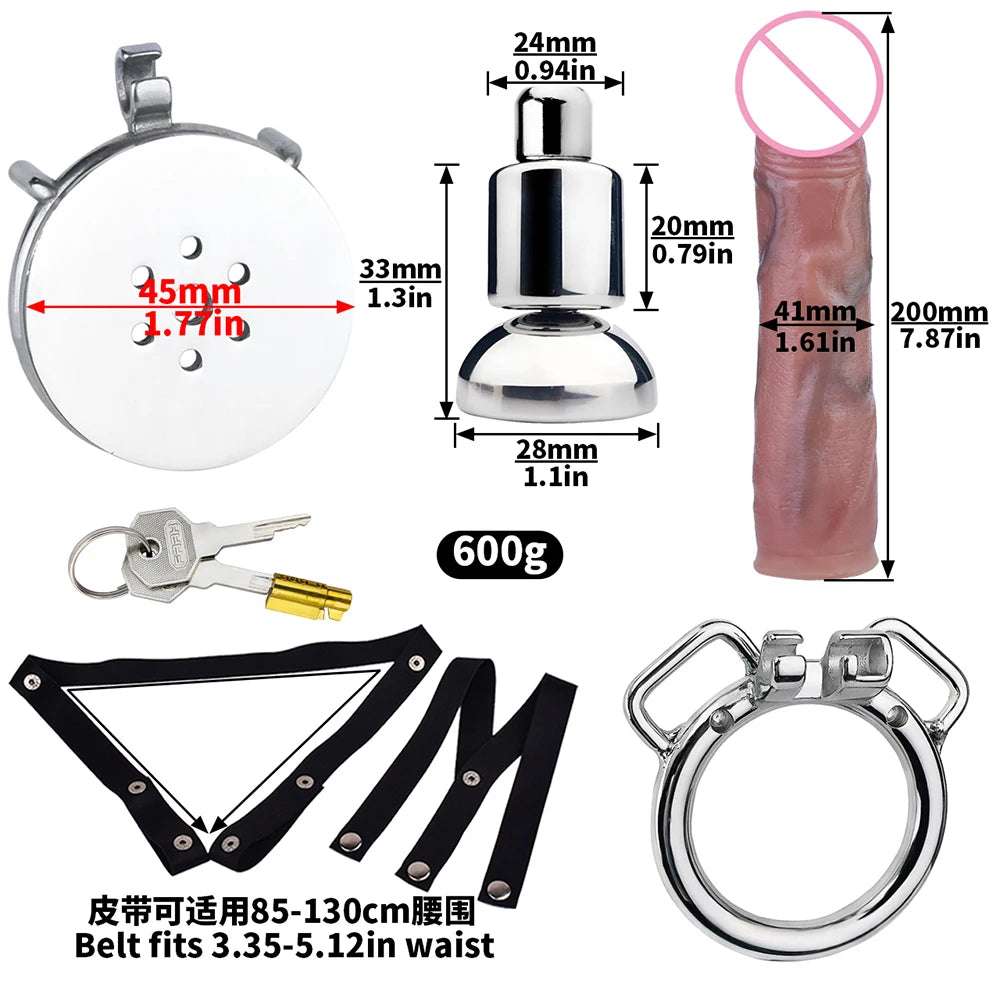 Strapon Button Strap Cage With Large Real Dildo