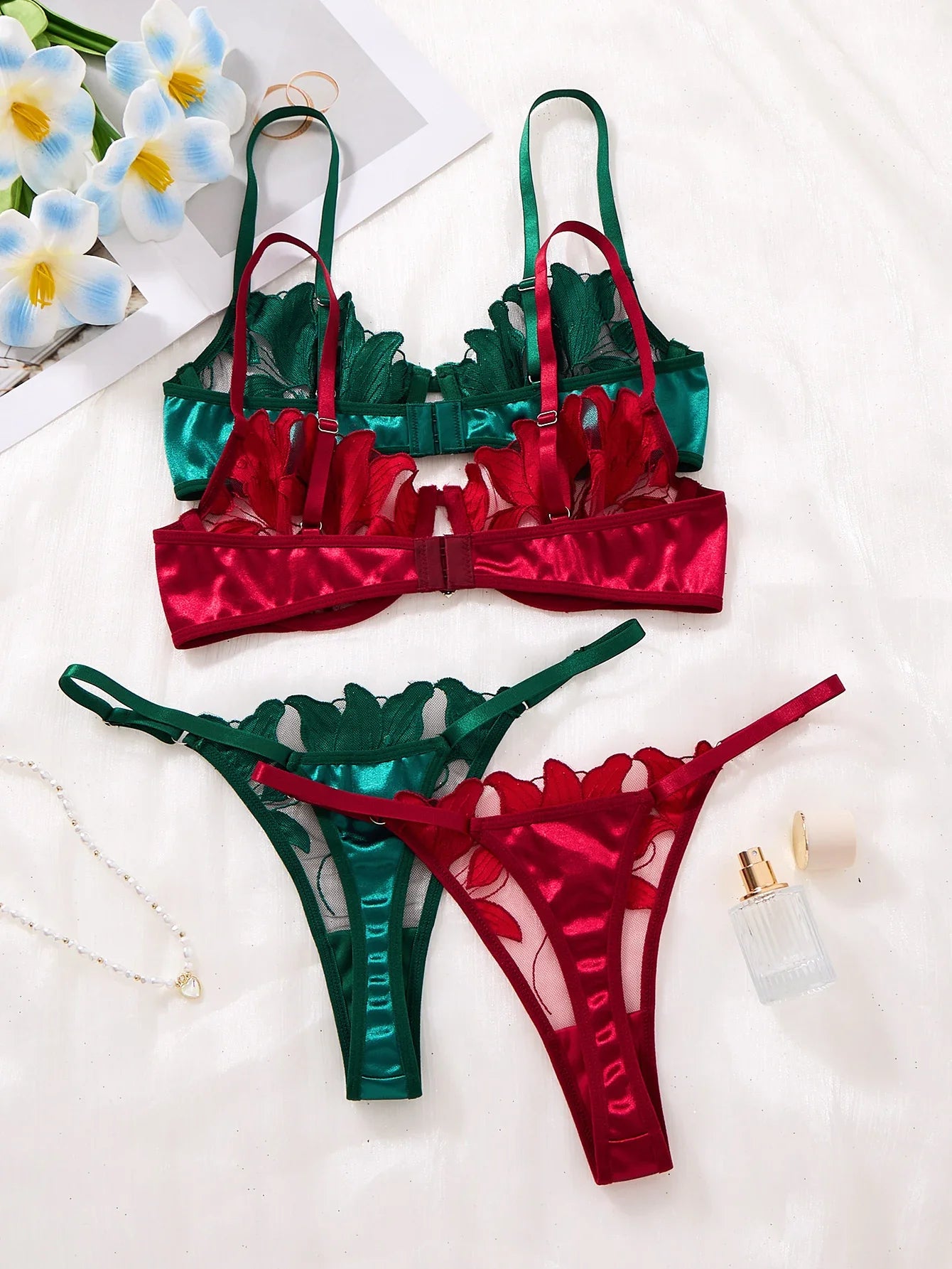 Sexy Embroidered Print Pajama Set