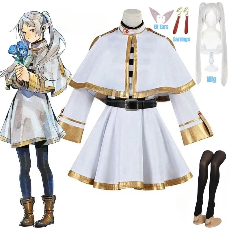Frieren Cosplay Costume Wig Shoes