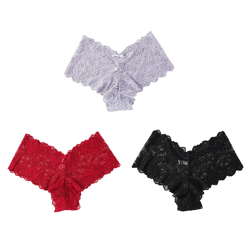 3Pcs Sexy Floral Lace Panties