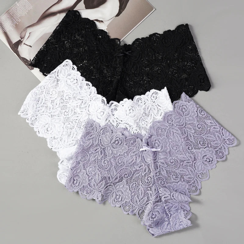 3Pcs Sexy Floral Lace Panties
