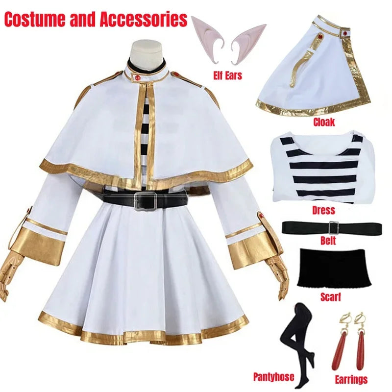Frieren Cosplay Costume Wig Shoes