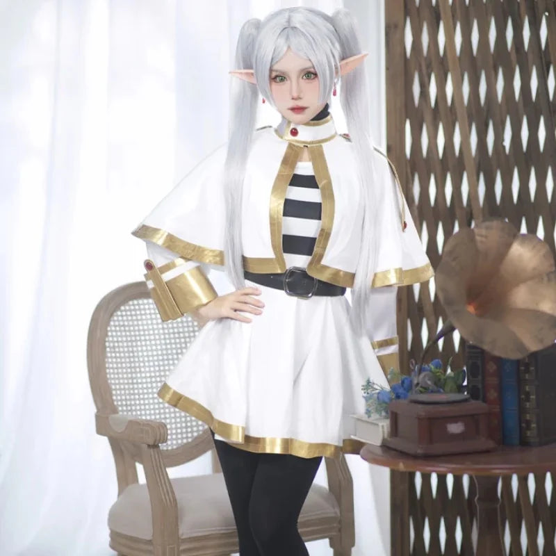 Frieren Cosplay Costume Wig Shoes